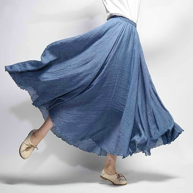 14-Colors-A-Line-Linen-Skirt-Ladies-Clothing-Linen-Maxi-Skirt-Pleated-Vintage-Boho-Maxi-Long-2